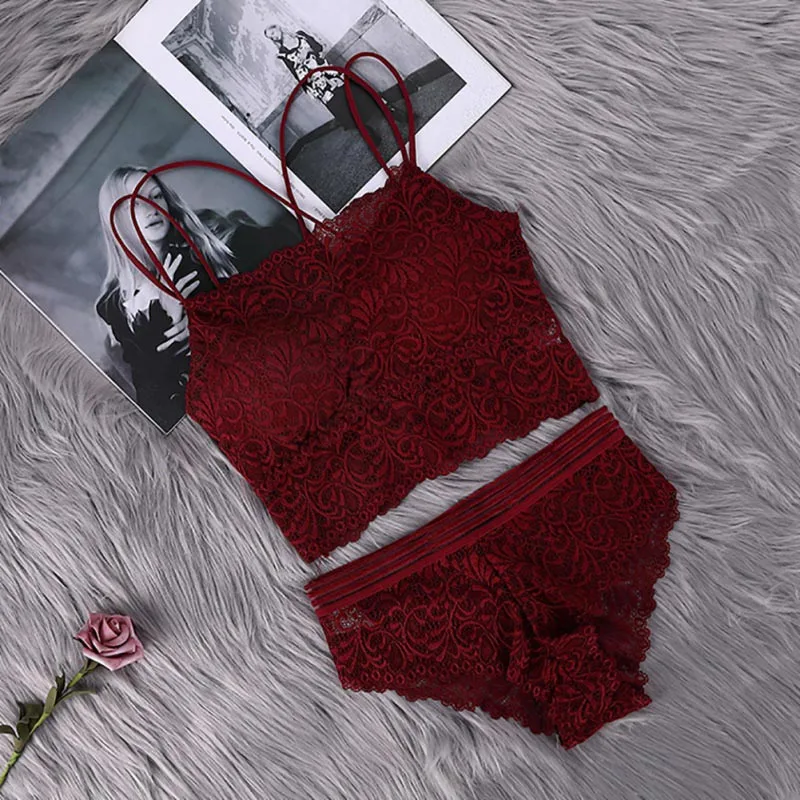  Transparent Lace Bra and Panty Set Women Sexy Lingerie Bra Set Intimates Ladies Underwear Set