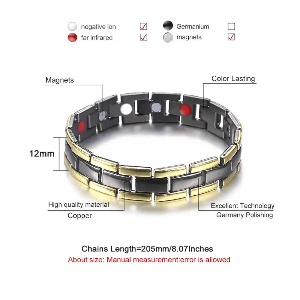 Модный германий магнитный браслет для Для женщин Для мужчин Медь сплав цепи Здравоохранение ювелирные изделия с магнитным браслетом