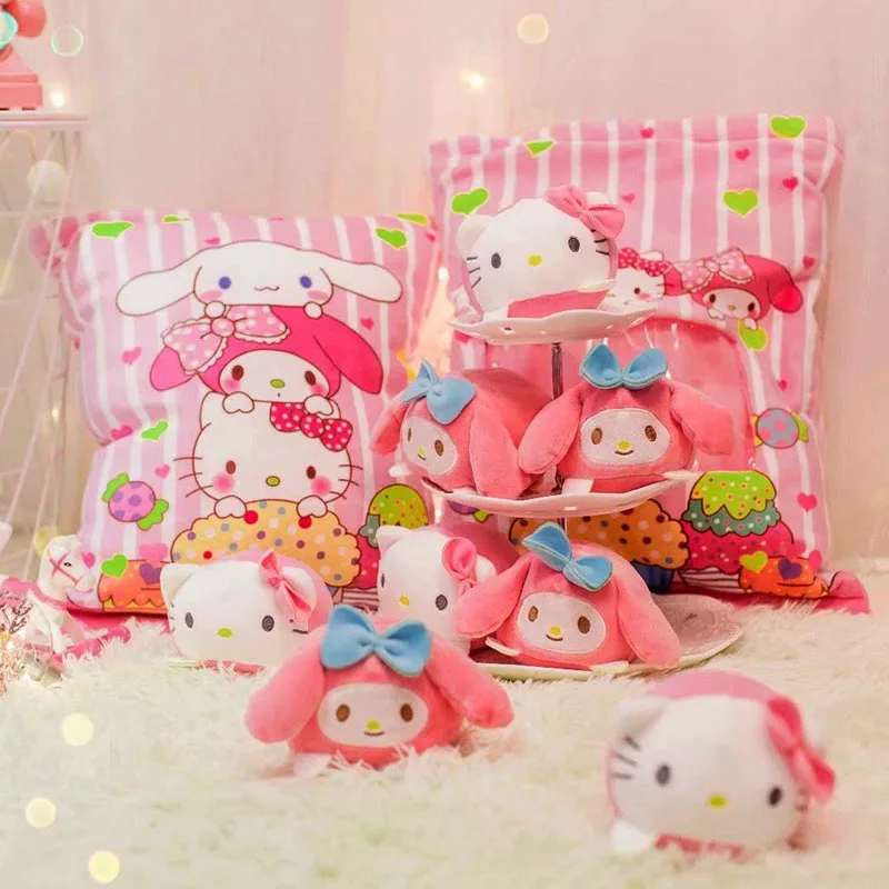 A Bag Of 8pcs Mini Mouse Cat Unicorn KT Plush Toys For Children Cartoon Pillow Japan Anime Figure Creative Gift For Kids or Her