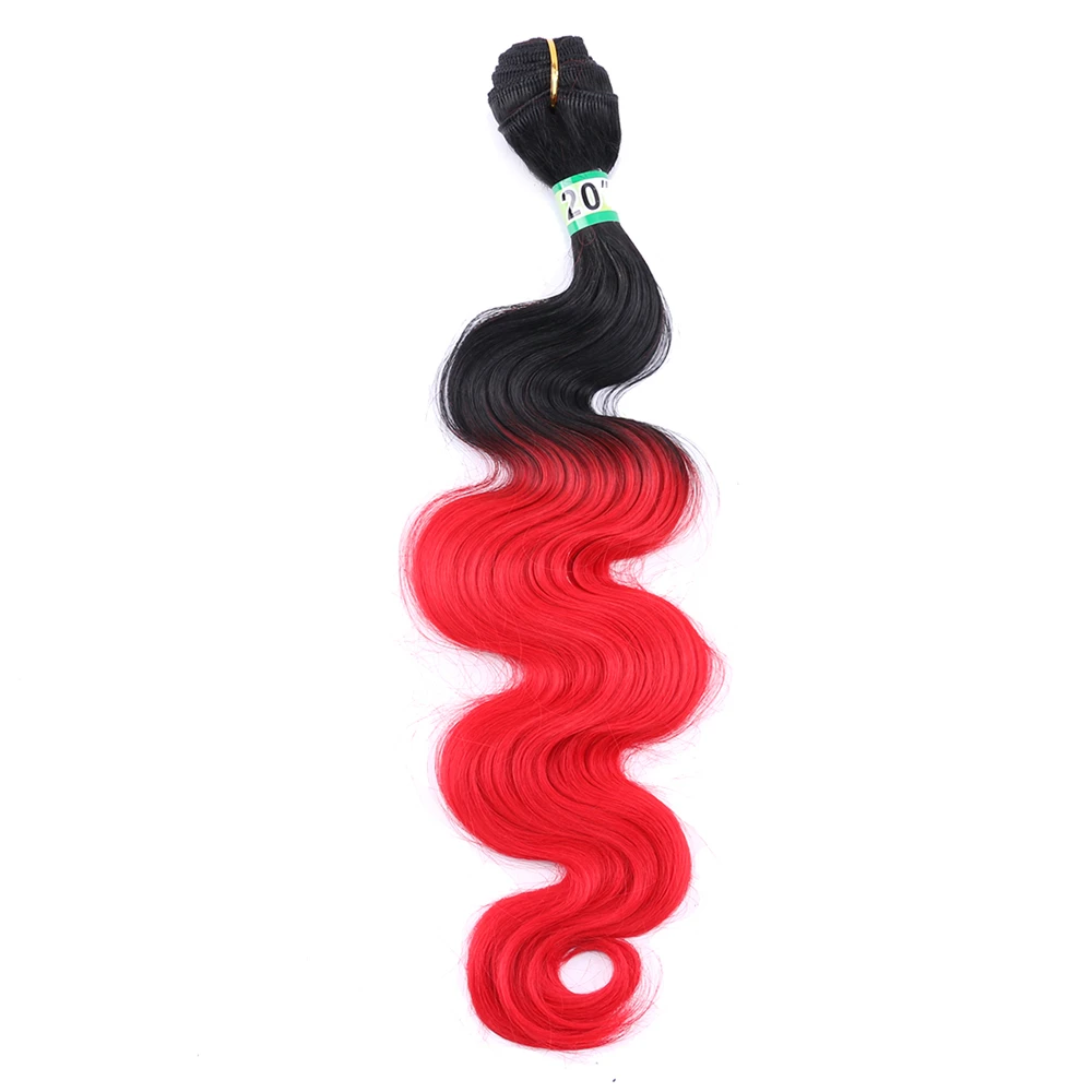 Black to blue Ombre color cosplay weave synthetic Hair Extensions 100gram one piece Body wave bundles