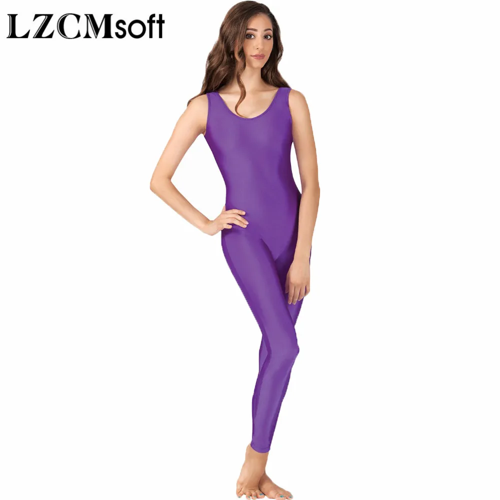 

LZCMsoft Women Lycra Spandex Tank Unitard Scoop Neck Black Gymnastics Unitards Full Bodysuit Jumpsuit Ballet Stage Dance Show