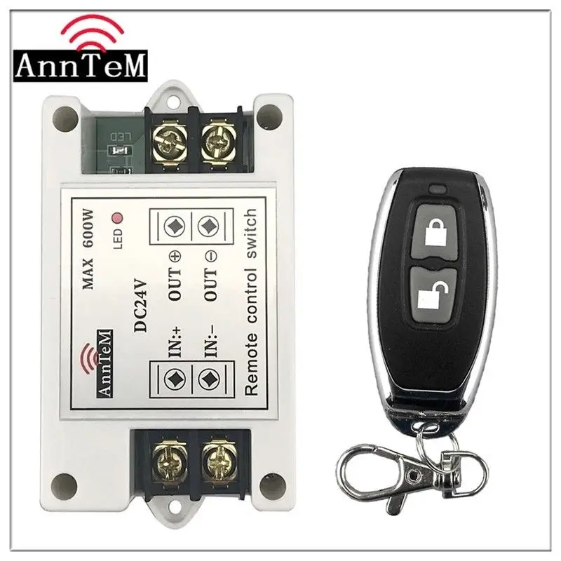 

Anntem Wireless Remote Control Switch 433mhz rf Transmitter and Receiver kit dc 16v to 24v Battery Power on Off Relay Controller