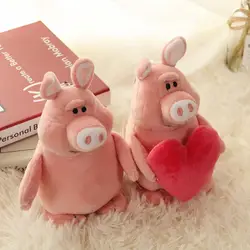 Кэндис Го Плюшевые игрушки Мягкая кукла мультяшное животное, Свинка обнять красное сердце пара брелок копилка для сна друг подарок 1 шт