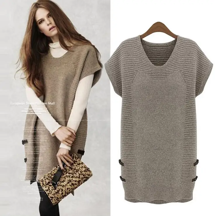 Autumn Winter women's casual sweaters short sleeve knitted pullover for
