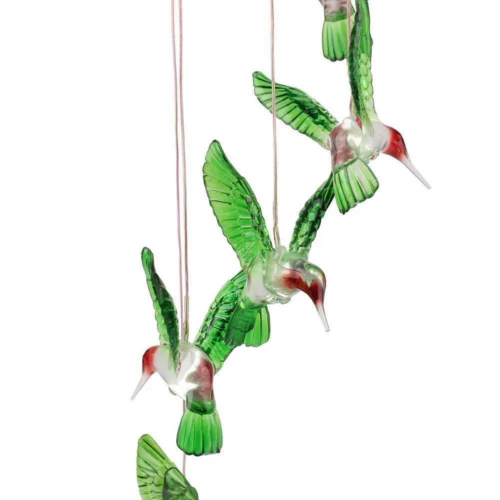 

Solar Changing Color Hummingbird Wind Chime LED Hanging Lamp for Indoor Gardening Yard Pathway HYD88