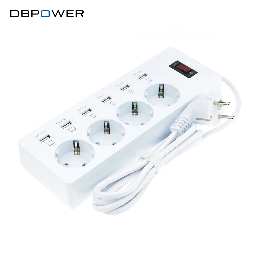 ДБ Мощность 6 USB 4 розетки полосы адаптер с выключателем для usb устройствам и