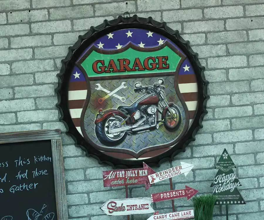 

Large 3D effect tin sign "GARAGE" Vintage Metal Painting Beer cap Bar Wallpaper Decor Retro Mural Poster Craft 50x50 CM