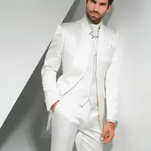 На заказ кот жених смокинги стенд воротник жениха свадебное пром костюмы( куртка+ брюки+ жилет+ галстук