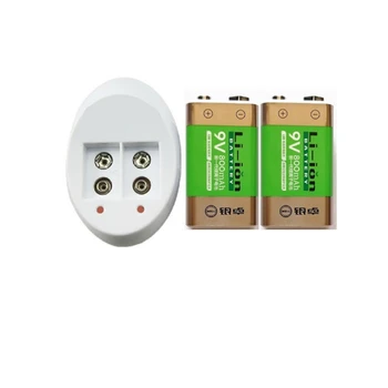 

2PCS Hot 800mAh 9 V Rechargeable Battery with Large Capacity Lithium Ion Battery + 1PCS 9V Smart Charger