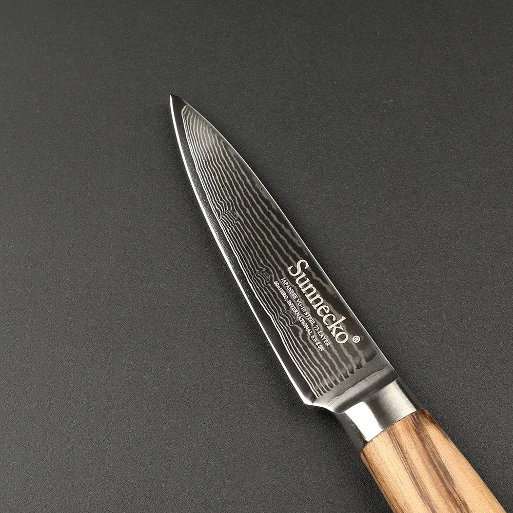 SUNNECKO Premium 3," нож для очистки овощей Дамасская сталь острое лезвие японские кухонные ножи оригинальные деревянные ручки нож для чистки кожуры фруктов