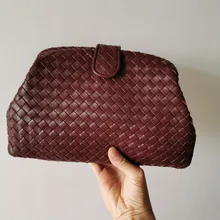 Высокое качество, модный женский клатч, новейший стиль, овчина, ручная работа, тканые сумки, ручная сумка