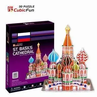 

Candice guo! Concise version 3D puzzle toy CubicFun 3D paper model jigsaw game famous St. Basil's Cathedral