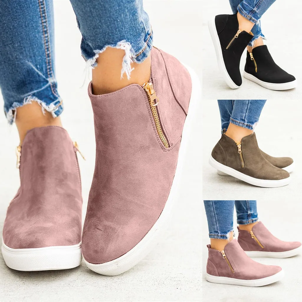 women's shoes Flat Casual Zipper Single Shoes Plus Size Booties Students Running Shoes sportschoenen voor dames Shoe#XB35