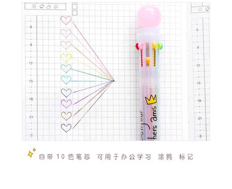 Многоцветный маркер 0,5 мм, шариковая ручка для вашего короля, 10 цветов, маркеры, канцелярские принадлежности, школьные принадлежности
