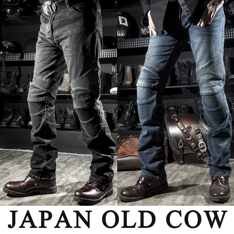 Classic Motorcycle Jeans Drop Resistance Slim Denim Cycling Racing Pants Motocross Off-road Hockey Pants with Protector