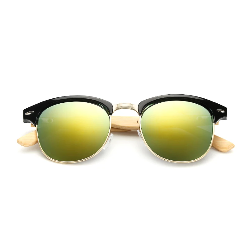 Новинка бамбуковые солнцезащитные очки мужские деревянные полурамки женские брендовые дизайнерские зеркальные оригинальные деревянные солнцезащитные очки ретро de sol masculino