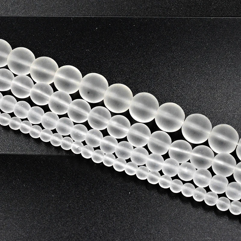 

Natural Stone Frost Clear Quartz Crystals Beads 4-12mm Loose Beads for Jewelry Making Charm Accessories DIY Free Shipping 15"