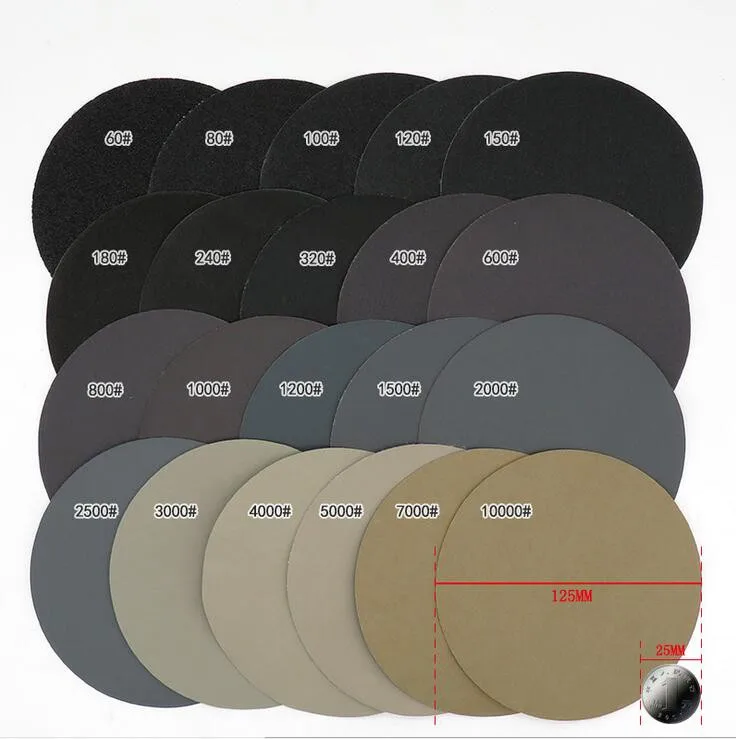 30 шт. 125 мм/5 ''дюйм(ов) грит 80/100/120/180/240/320 воды сухой шлифовальные диски на застежке-липучке наждачная бумага круглая шлифовальным диском наждачная бумага