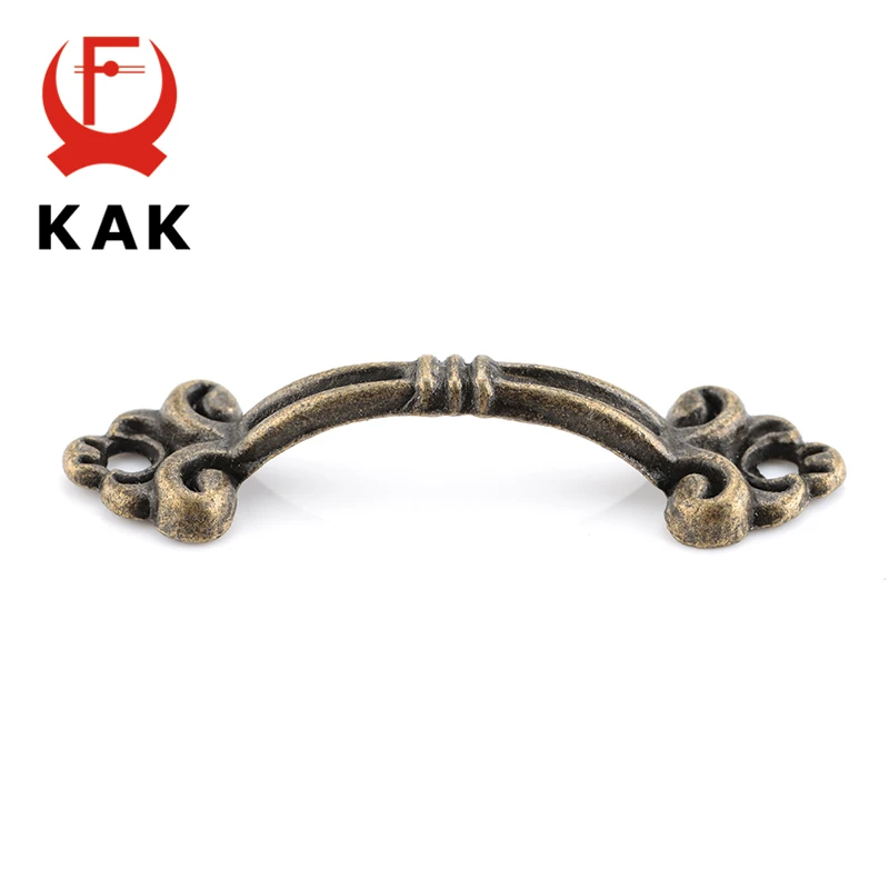 KAK 10 قطعة مقابض المقابض المعلقات الزهور ل درج خشبية مجوهرات أثاث البرونزية لهجة مقبض مجلس الوزراء التأثيرات