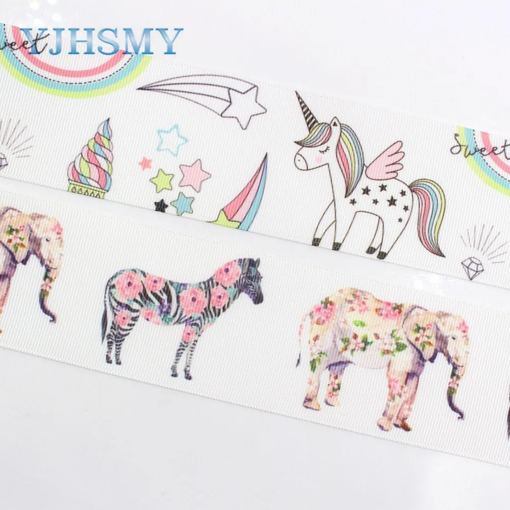 YJHSMY G 18613 459 10 ярдов 50 мм мультфильм лошадь печатных grosgrain ленты DIY ручной работы