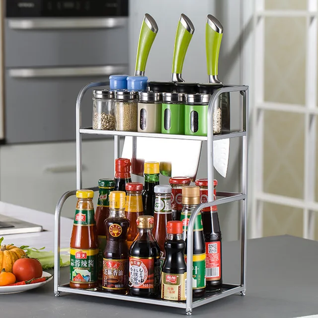 2 Tier Standing Storage Rack Kitchen Bathroom Countertop Organizer 2 Tier Standing Storage Rack Kitchen Bathroom Countertop Organizer E Jars Bottle Shelf Holder