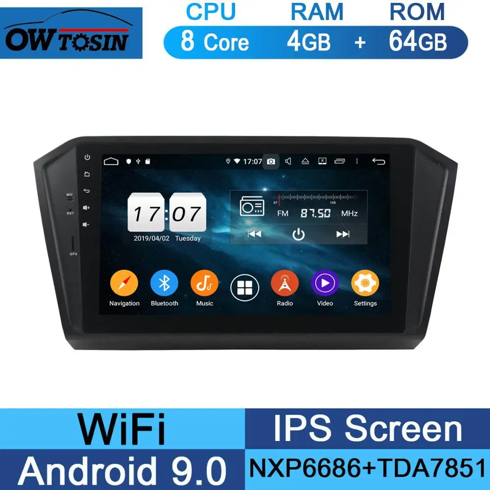 10," ips 8 Core 4G+ 64G Android 9,0 автомобильный dvd-радиоплеер gps для VW PASSAT B8 Magotan DSP CarPlay попугай BT - Цвет: 64G