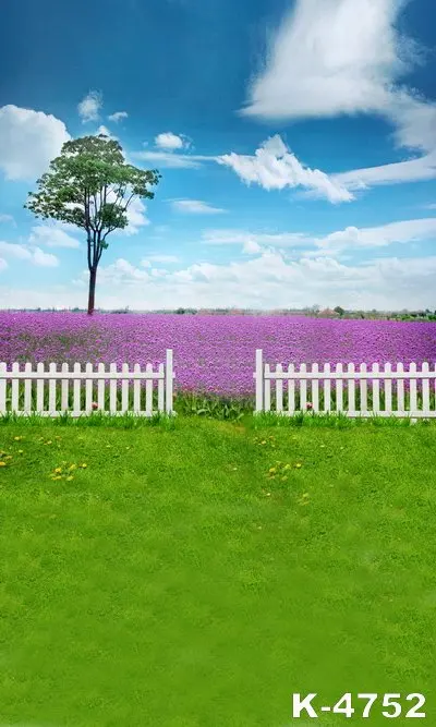 

Newborn Scenery Backgrounds Cloth Purple Flowers Props Studios Backdrops For Vinyl Photographic Blue Sky And White Clouds