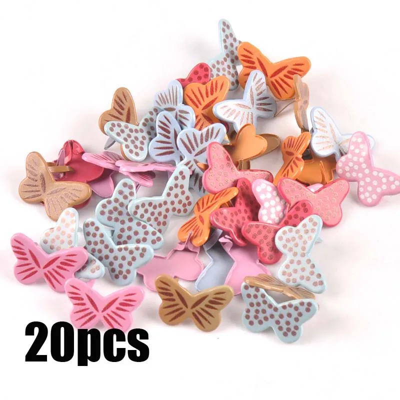 Mixed Butterfly Brads Scrapbooking Embellishment Fastener Brads Metal Crafts 20PCs For Diy handmade Decoration 20x13mm cp2577 metal brads,scrapbooking decoration