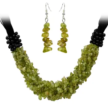 

YACQ Peridot Charm Choker Collar Necklace 7 Layer 925 Sterling Silver Dangle Earrings Set Jewelry gift For Women Teen Girls Mom