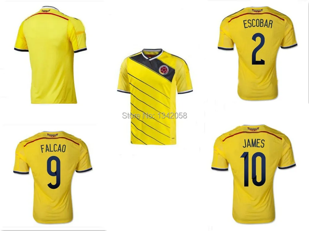 Thailand Quality 3A+++ 2014 World Cup Colombia home Jersey Fans Edition Soccer free custom names&ampnumbers Free delivery | Спорт и