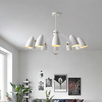 

Nordic Creative Living Room Lamp Postmodern Offices Chandeliers Lighting Fashion Shop Restaurant Classic Black White Chandeliers