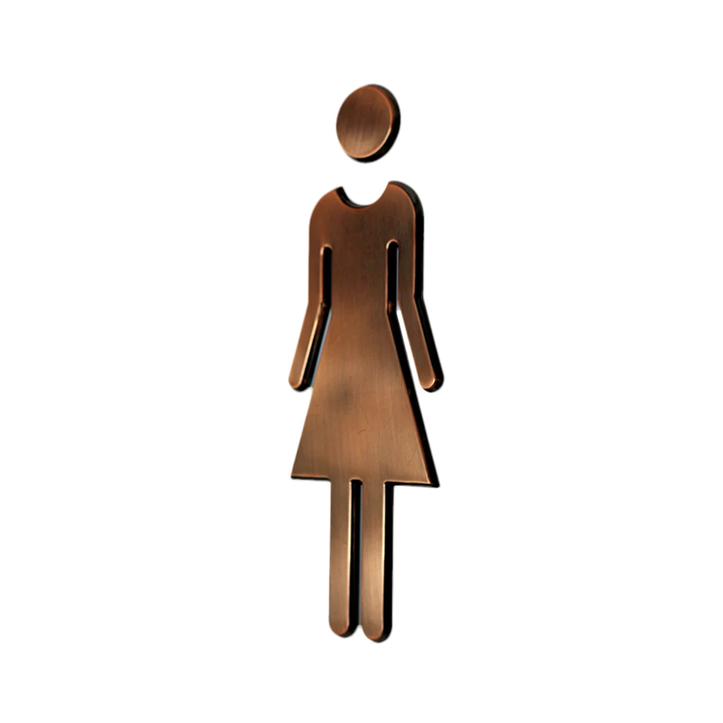 Man&Woman WC Stickers Toilet Signs Restroom Washroom Signage Plaque Bronze