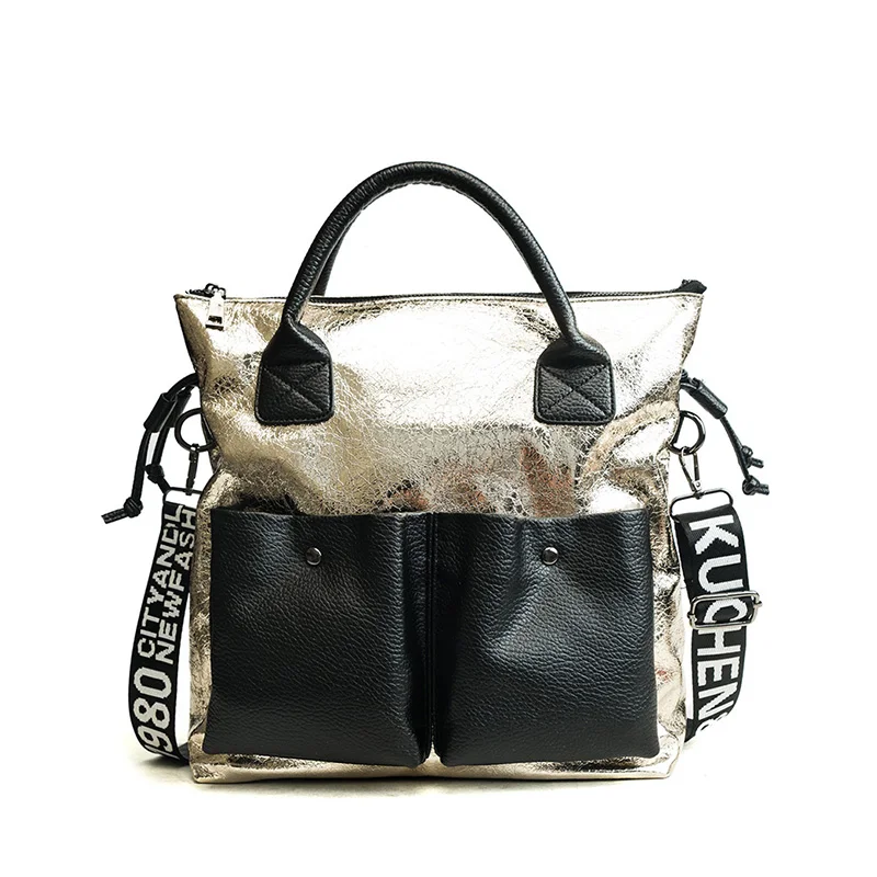 Кожаная дамская сумочка с рисунком жареных трещин новые большие женские сумки