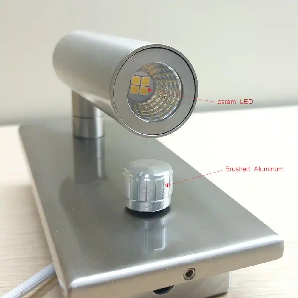 Apextech Dimmable LED Wall Lamp Bedroom Bedside Reading Lights Knob
