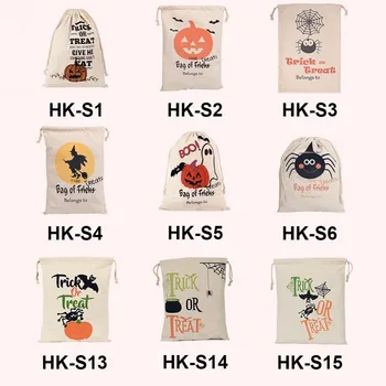 

2018 NEW 9 Types Canvas Halloween Bags For Trick or Treating Spider Booing Halloween Candy Gift Cotton Bag Decoration Halloween