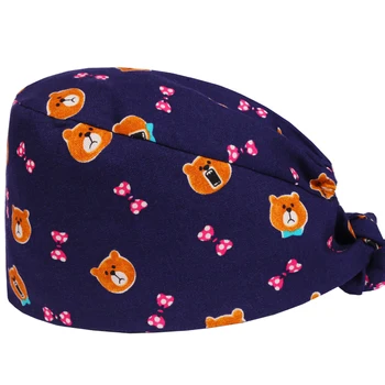 

Brown Bear Medline Surgical Scrub Caps Nursing Work Cap Healthcare Chemo Tieback Hats Nurse OR Cap Cotton Medical Accessories