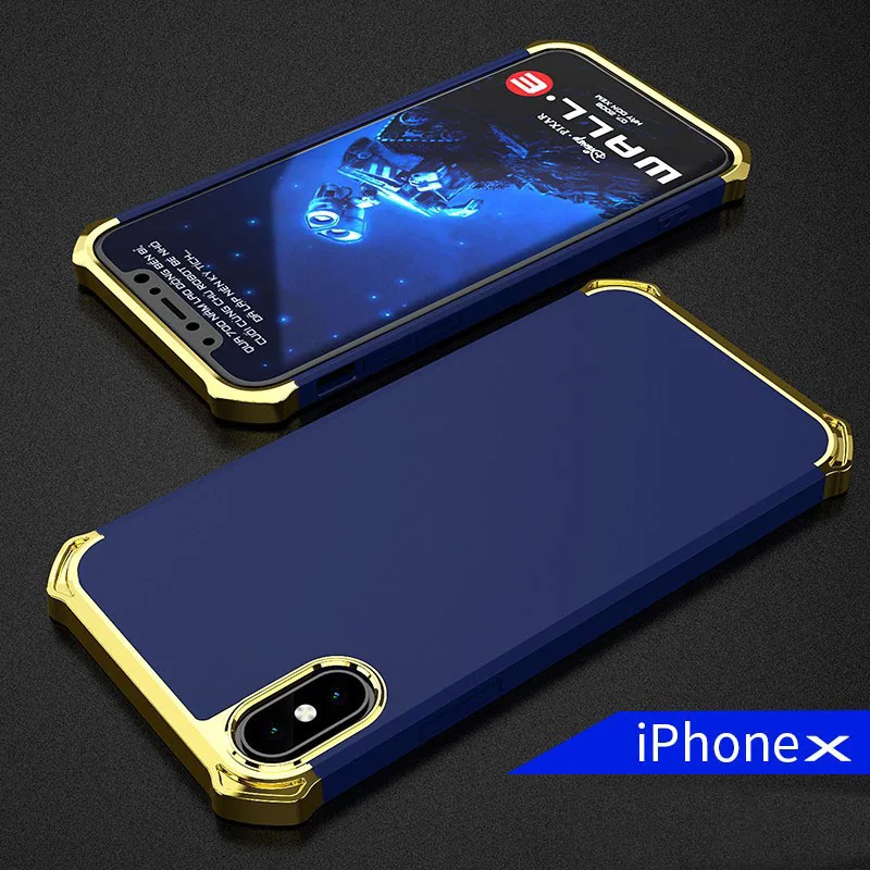 Full Body Case For Iphone x Case Iphone 7 8 Plus iphonex Luxury Plating 3 in 1 Hard PC Capa Celular Production Phone Back Cover