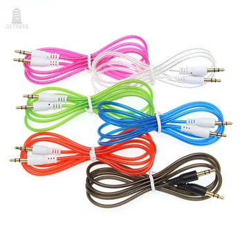 

100pcs Male to Male 3.5mm Crystal transparent Stereo Audio Cable For Mobile Phone Tablet PC MP3 Mp4 Car Stereo AUX Cable Wire