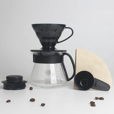 1 Набор, полимерная кофейная чашка, эспрессо, кофейная чашка, фильтровальные чаши V60, воронка для капельного обмена, кофейник, аксессуары для кофе, для соревнований - Цвет: Black