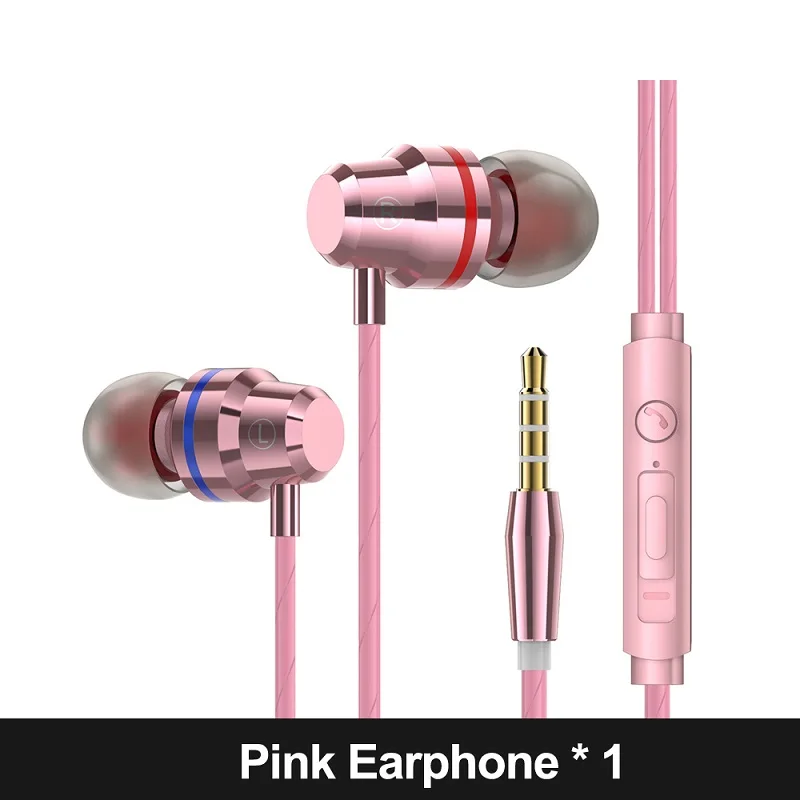 Pink GSDUN металлические наушники-вкладыши, красочные наушники, бас стерео наушники с микрофоном для iPhone для Xiaomi fone de ouvido - Цвет: Pink