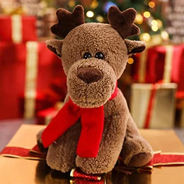Рождественская мягкая кукла, плюшевая игрушка, красная шляпа, маленький белый медведь, лось, снеговик, рождественское праздничное дерево, Декор, животные, кукла, детский подарок, S/M/L - Цвет: Brown elk