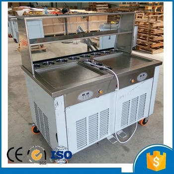 

free shipping by sea (CNF price) or to the air port double square pan with 11 topping tanks fried ice cream machine