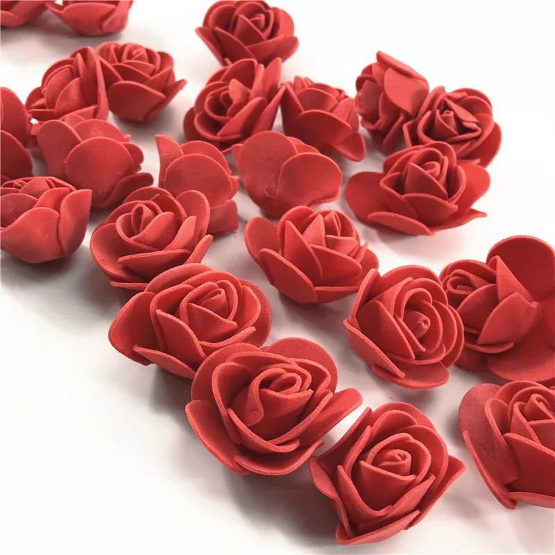 Foam Bear Mold PE Rose Artificial Flower Heads Rose Bear White Mold and Gift Box DIY Rose Bear Accessories Bag - Цвет: 500PCS  red