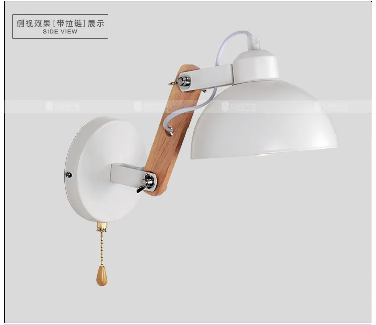 

Brief Design Wall Lighting Swing Arm Adjustable Head E27 White Wood/Metal Bedside Reading Lamp Bedroom Lighting With Switch