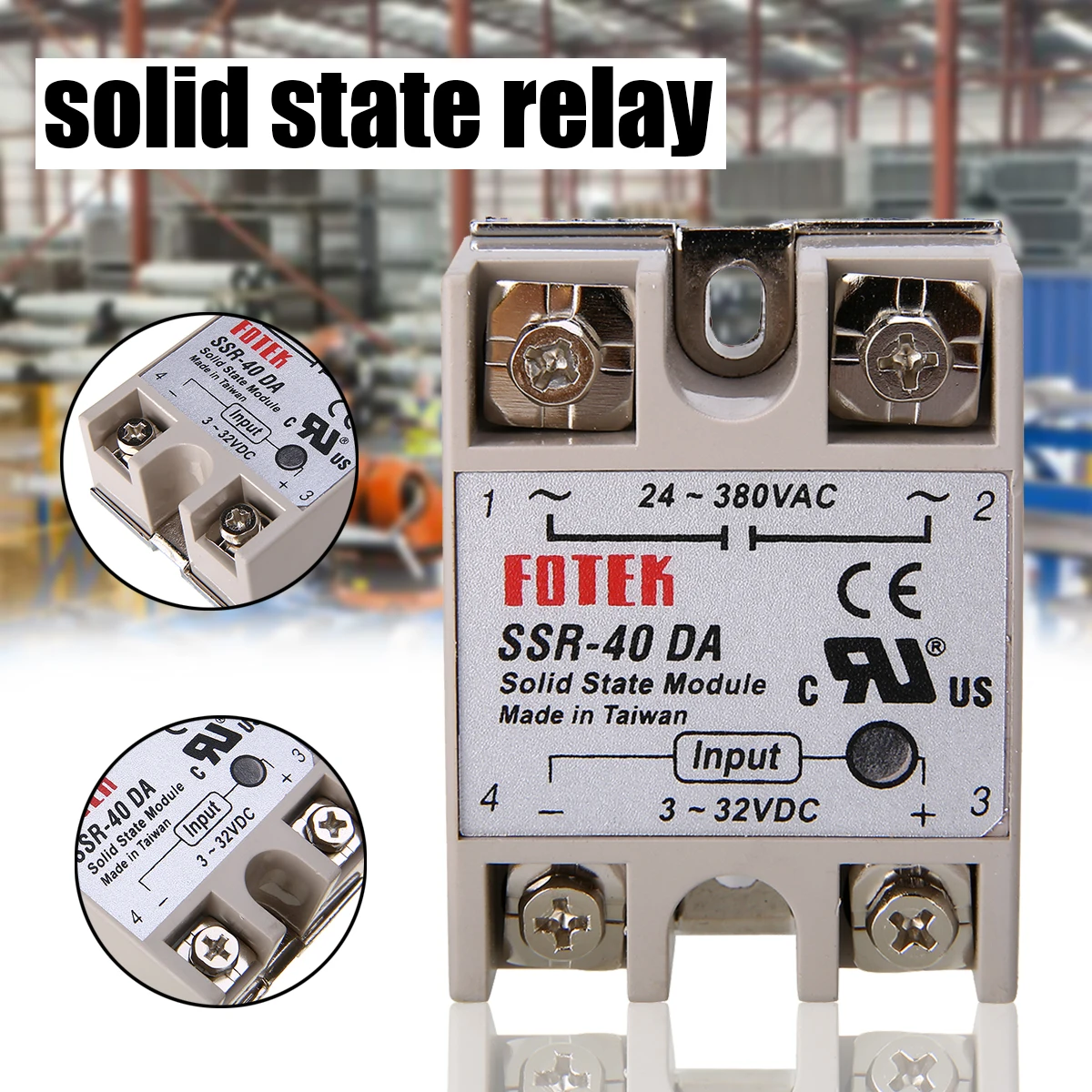 1pc Durable 24-380V 40A SSR-40 DA Solid State Relay for PID Temperature Controller 60*45*23mm Long service life