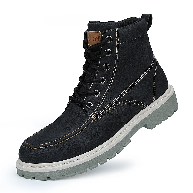 

YRRFUOT Men's Work Boots Winter Casual Combat Boot Fashion High Top Shoes Brand Outdoor Lace-up Non-slip Man Boots Work & Safety