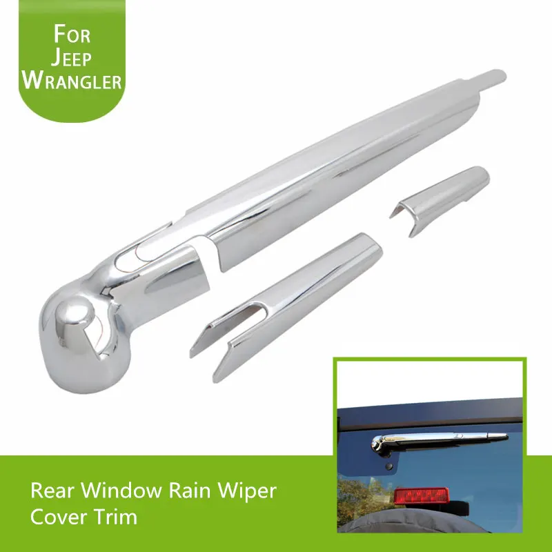 Chrome Rear Windshield Window Wiper Rain Blade Cover Trim For 2007-2017 Jeep Wrangler JK Car Styling Parts Exterior Accessories Chrome Rear Windshield Window Wiper Rain Blade Cover Trim For 2007-2017 Jeep Wrangler JK Car Styling Parts Exterior Accessories