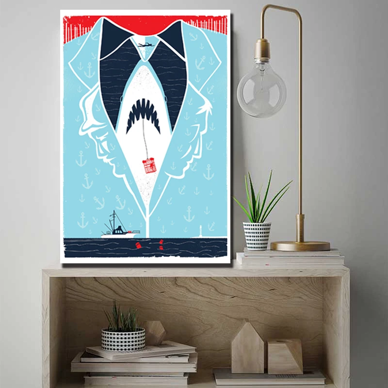 

Jaws Shark Hot Movie HD Canvas Paintings For Living Room Modern Wall Art Oil Picture Modern Poster Home Decor