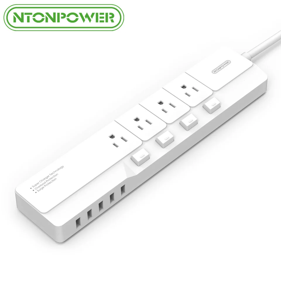 Pаспродажа NTON power NSJ US Plug power Strip с USB зарядным устройством стабилизатор напряжения 4 розетки переменного тока индивидуальный переключатель управляемый 5...