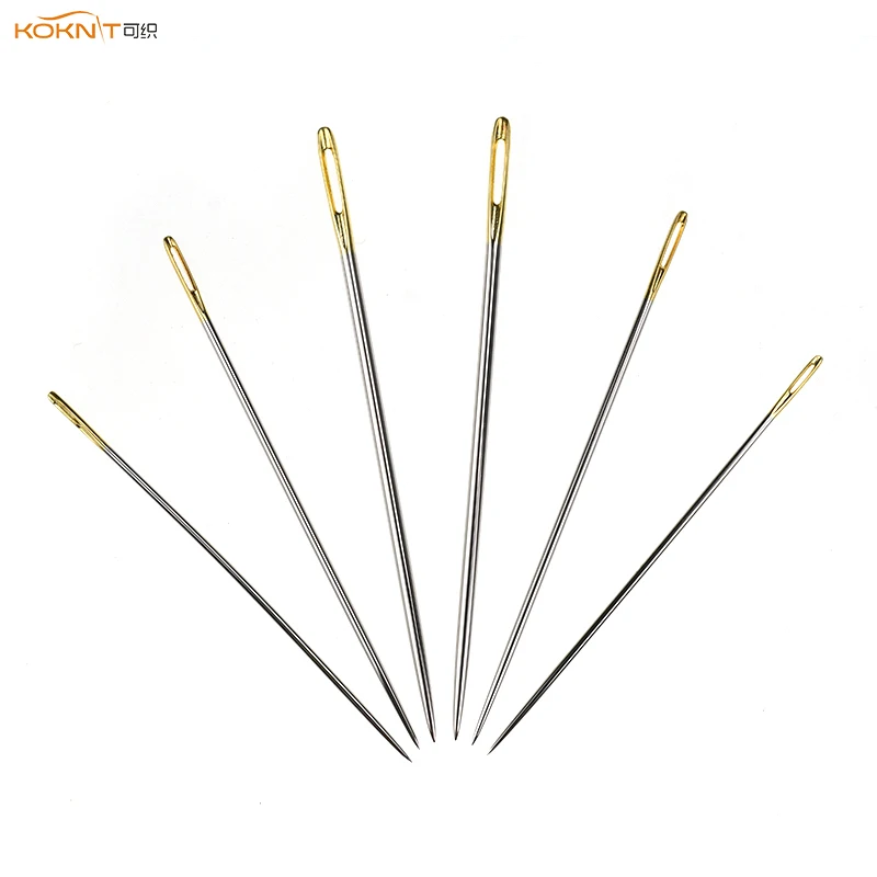 KOKNIT 6pcs/Set Large Eye Needles Leather Sewing Needle Gold Needle